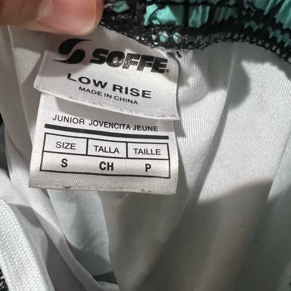 Soffe Black & Teal Mosaic Athletic Shorts Low Rise Size Small EUC - Picture 3 of 3